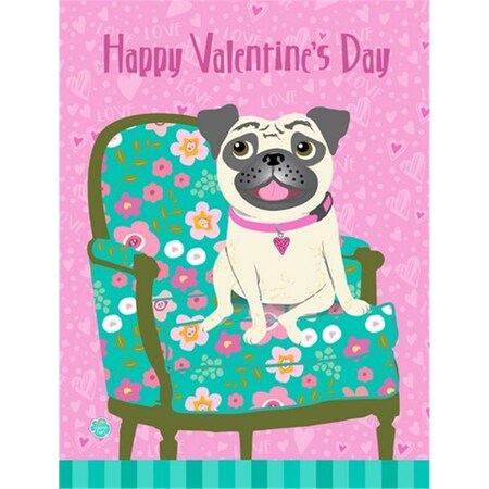 Carolines Treasures Happy Valentines Day Pug Flag Garden Size VHA3002GF
